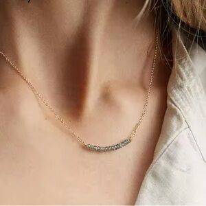 Crystal beaded simple layering chain necklace